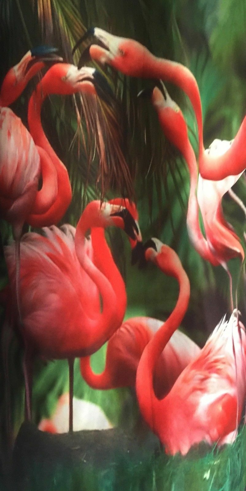 PULPKITCHEN Flamingo Print Shirt Mens Size S Bright Bold Vivid Hawaiian Vintage