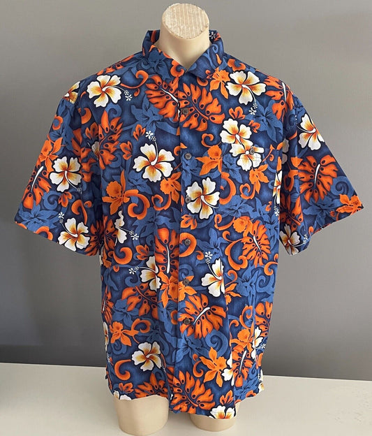 BEACH CLUB CLOTHING Hawaiian Shirt Tropical Floral Size XL Short Sleeve Surf