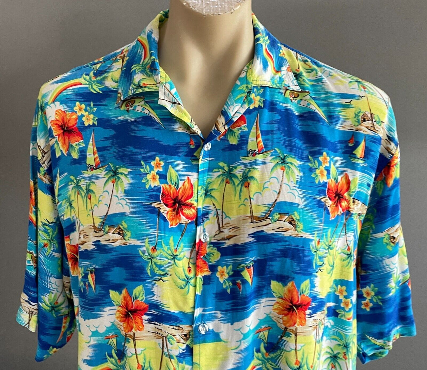 REEF BREAK Hawaiian Shirt Bright Tropical Island Soft Short Sleeve Size XXL
