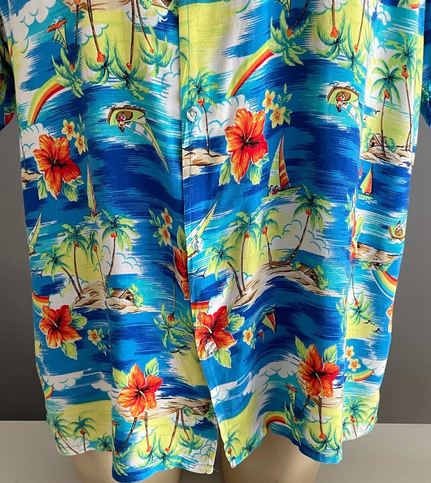 REEF BREAK Hawaiian Shirt Bright Tropical Island Soft Short Sleeve Size XXL