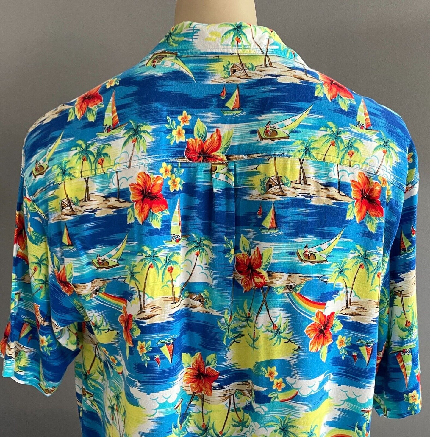 REEF BREAK Hawaiian Shirt Bright Tropical Island Soft Short Sleeve Size XXL