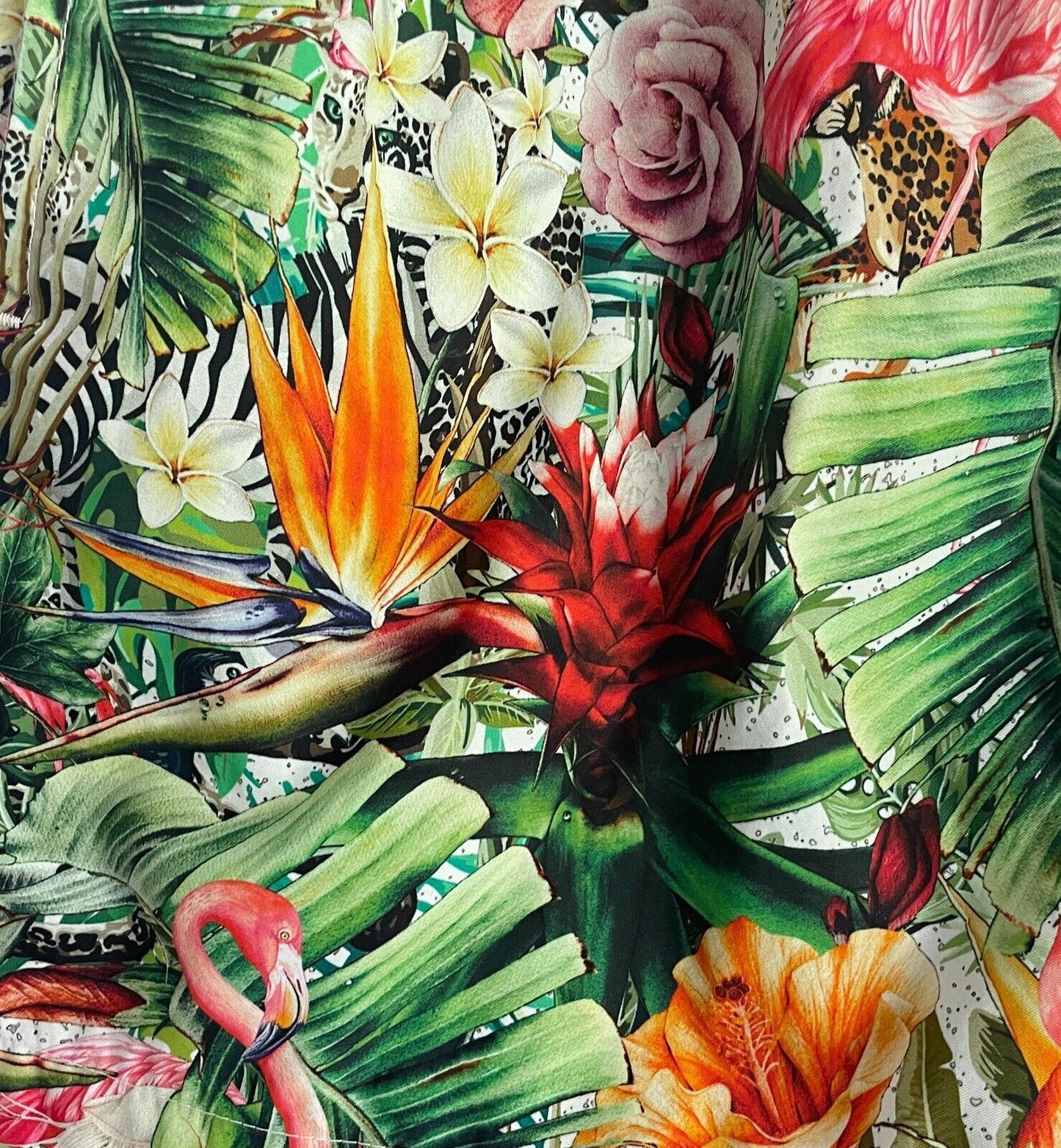 KENJI SWIM Shorts Tropical Flower Flamingo Print Elastic Waist Beach Mens Size S