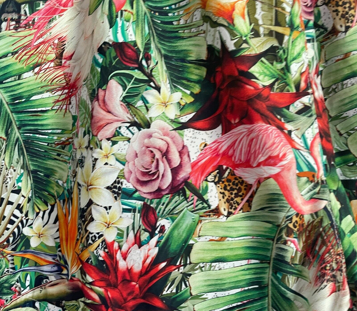 KENJI SWIM Shorts Tropical Flower Flamingo Print Elastic Waist Beach Mens Size S