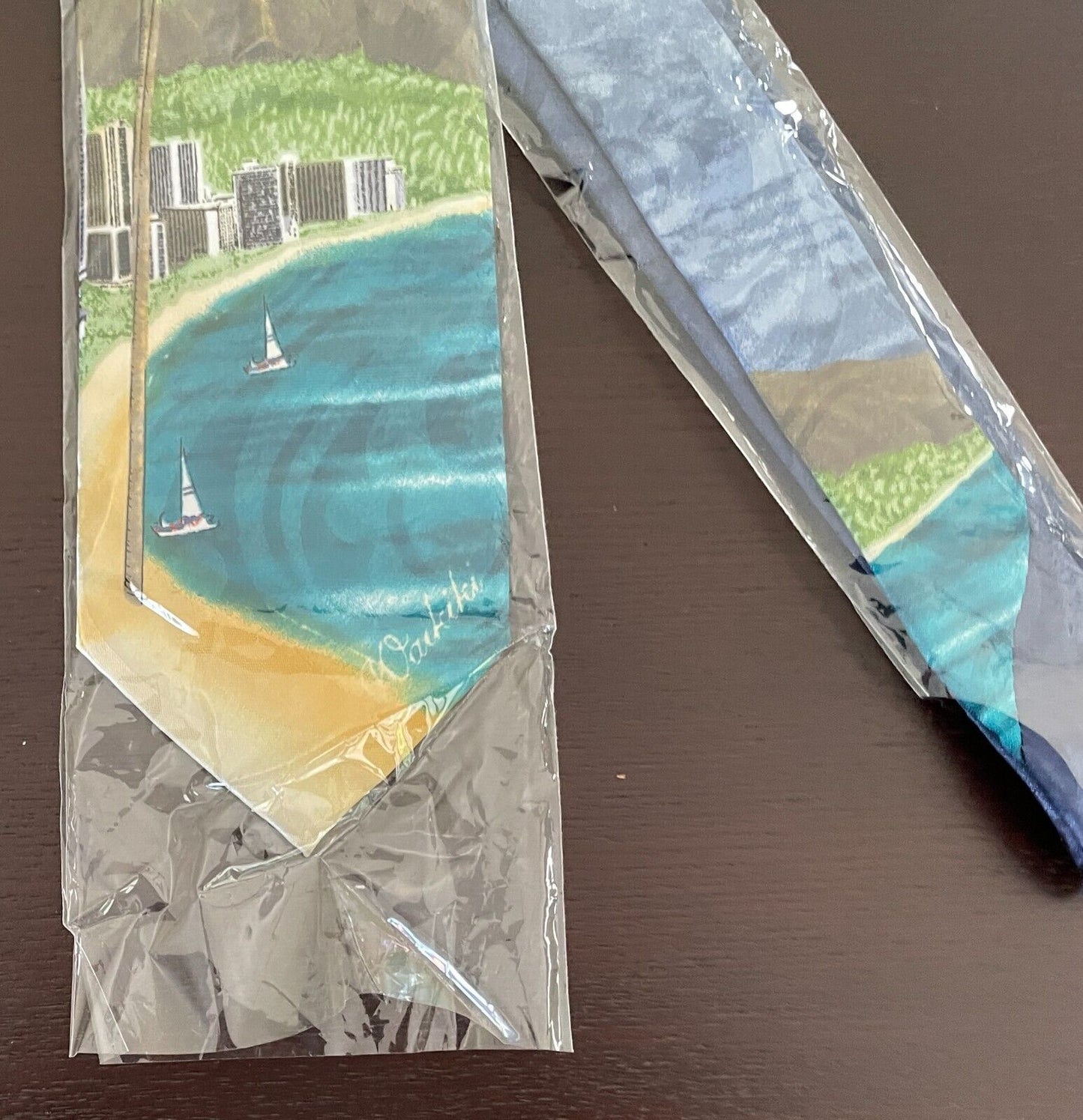 TROPICAL HAWAII Waikiki Tie Landscape Colourful Souvenir Hawaiian NeckTie Handma