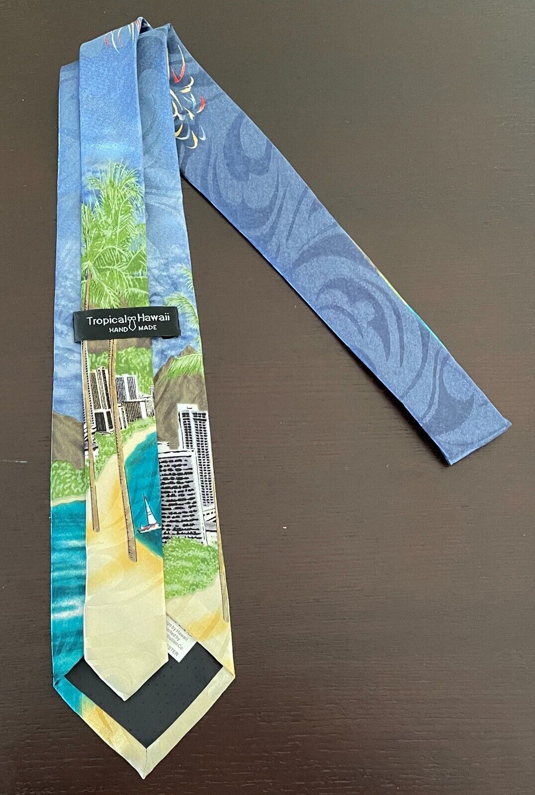 TROPICAL HAWAII Waikiki Tie Landscape Colourful Souvenir Hawaiian NeckTie Handma