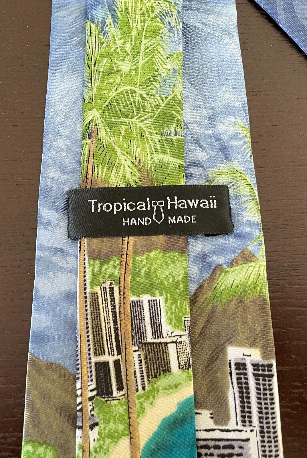 TROPICAL HAWAII Waikiki Tie Landscape Colourful Souvenir Hawaiian NeckTie Handma