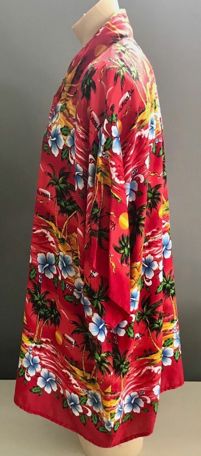 VANUATU Island Hawaiian Shirt Colourful Hawaii Hibiscus Palms Mens 168cm Loud
