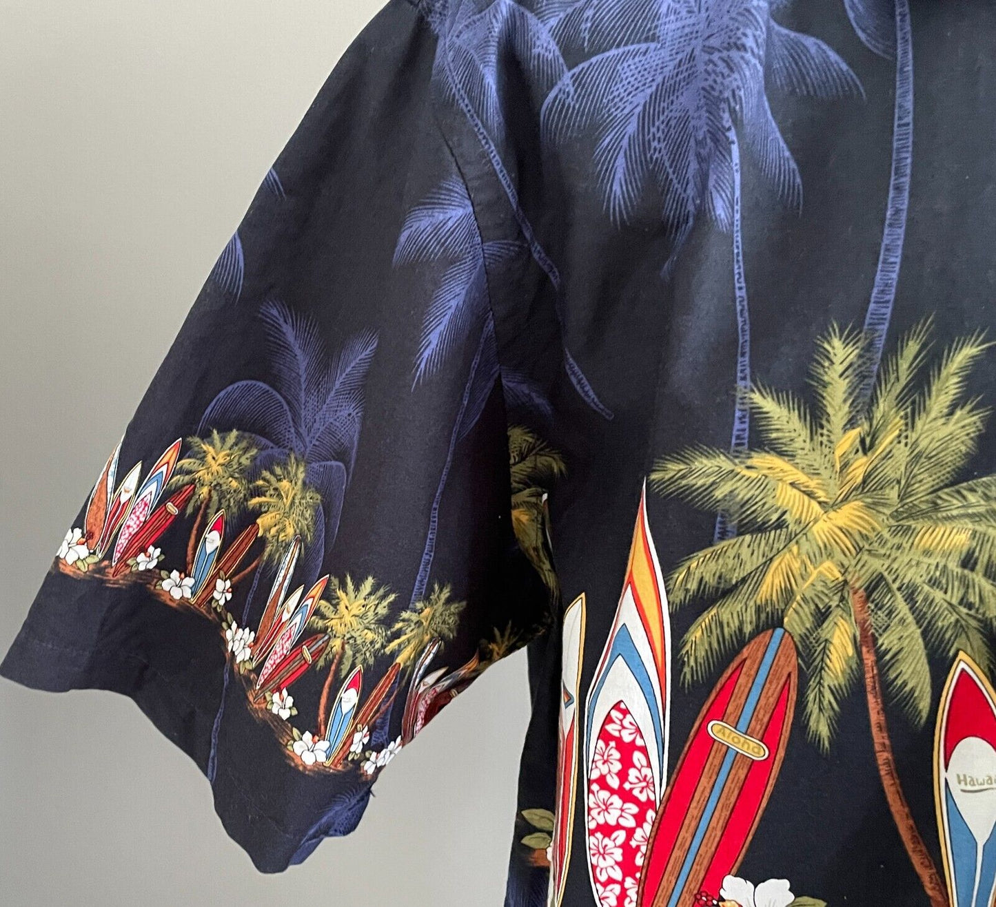 FAVANT Hawaiian Shirt Short Sleeve Hibiscus Palm Tree SurfBoards Size XL