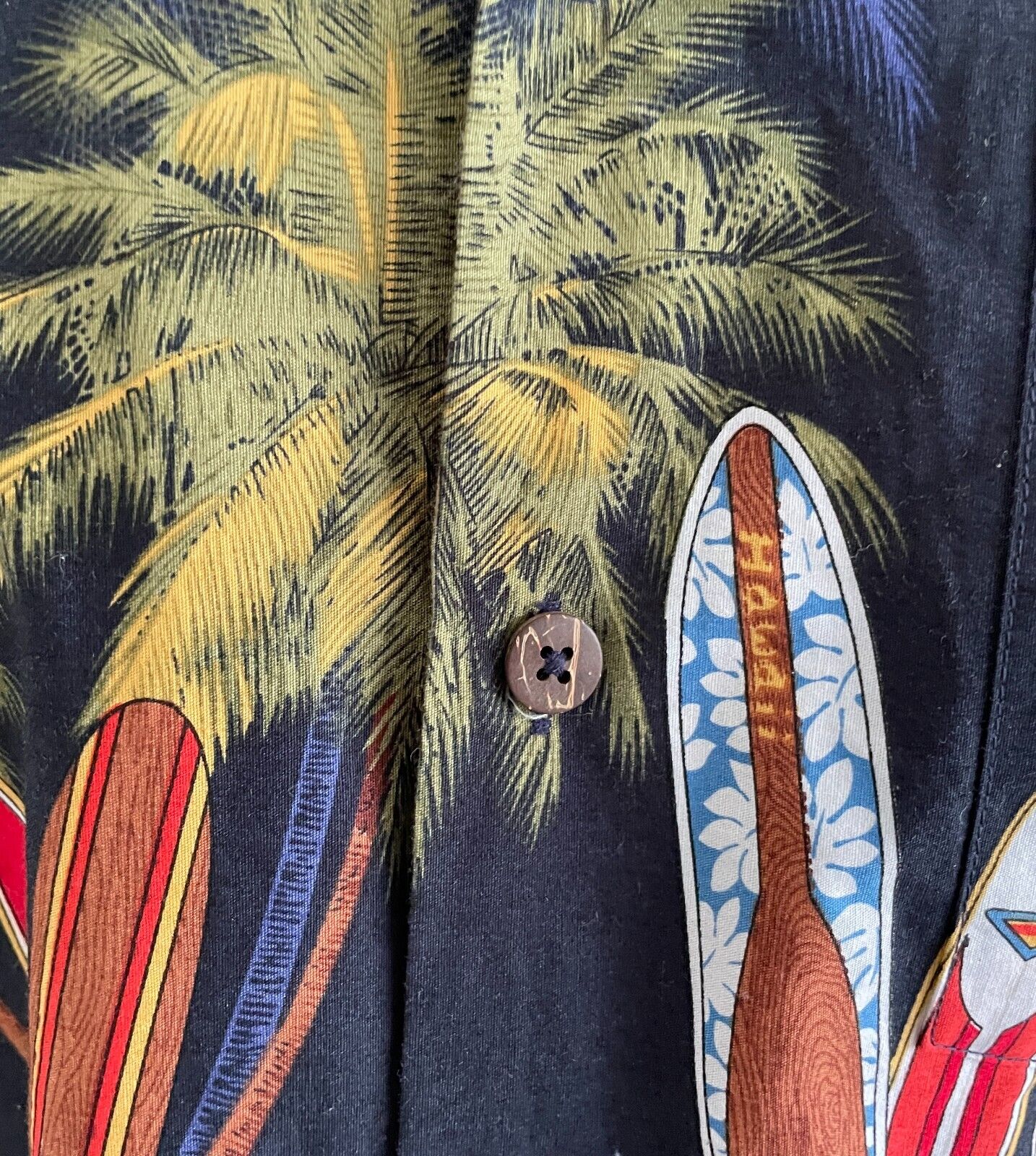 FAVANT Hawaiian Shirt Short Sleeve Hibiscus Palm Tree SurfBoards Size XL