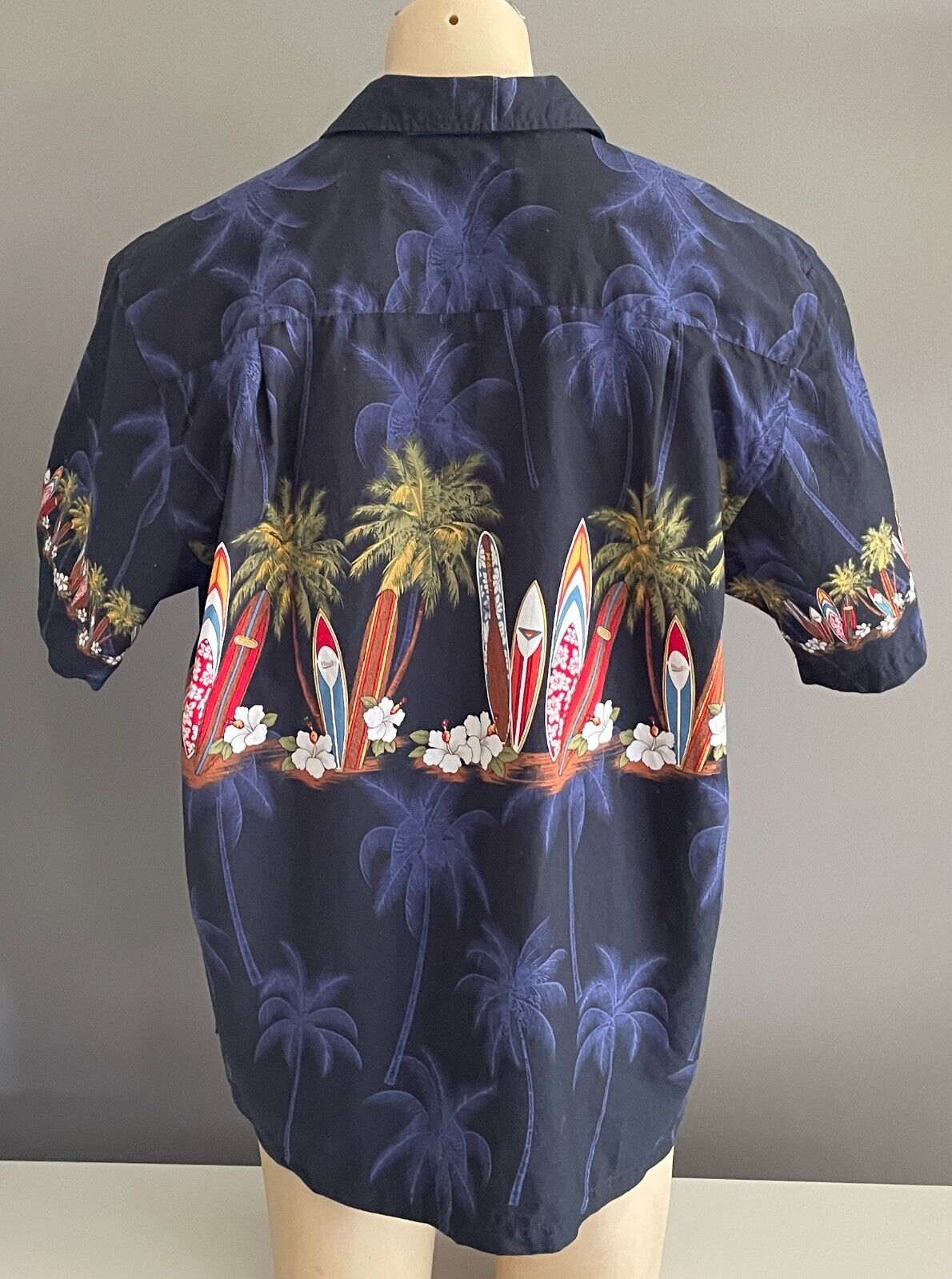 FAVANT Hawaiian Shirt Short Sleeve Hibiscus Palm Tree SurfBoards Size XL