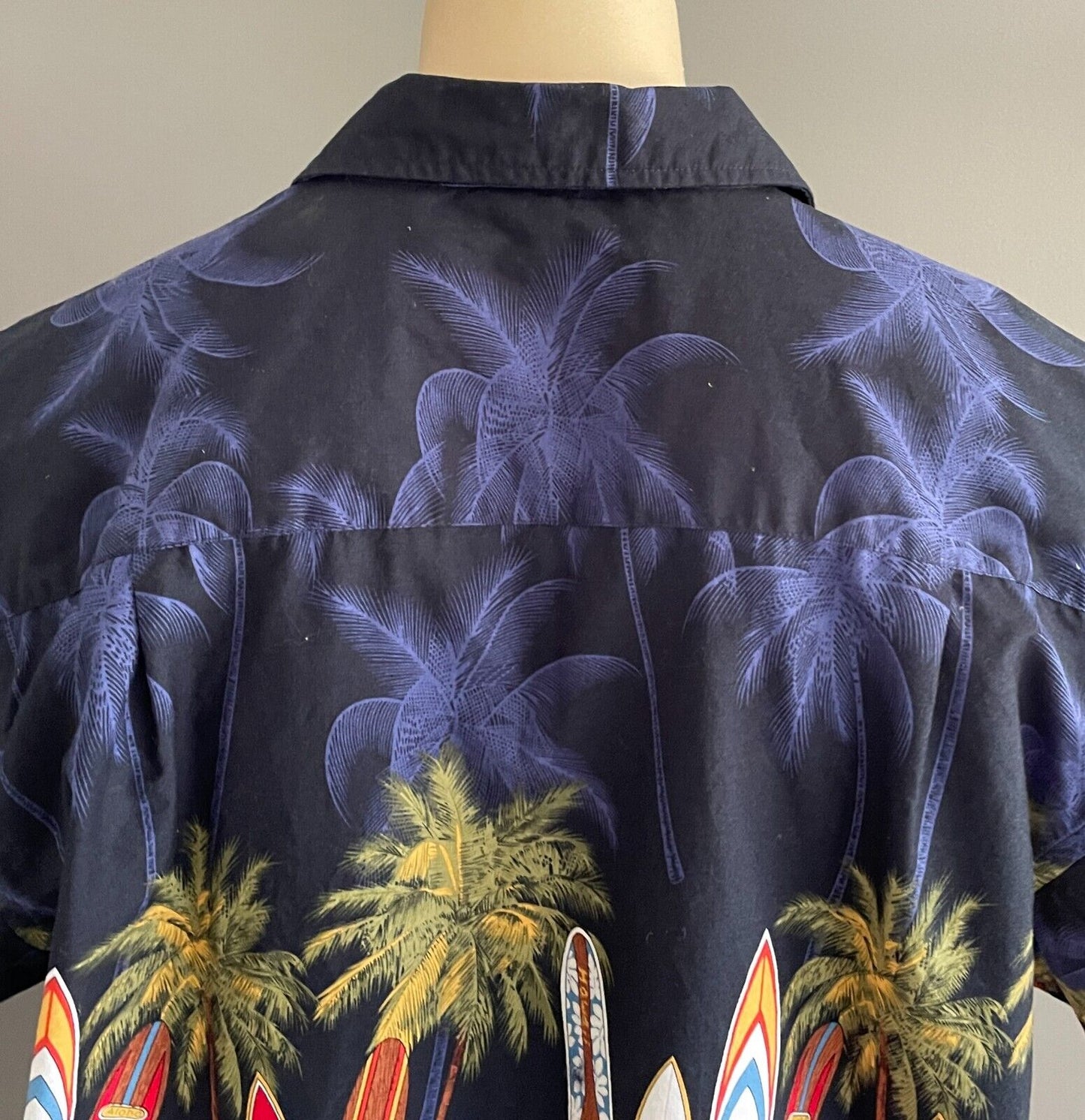 FAVANT Hawaiian Shirt Short Sleeve Hibiscus Palm Tree SurfBoards Size XL