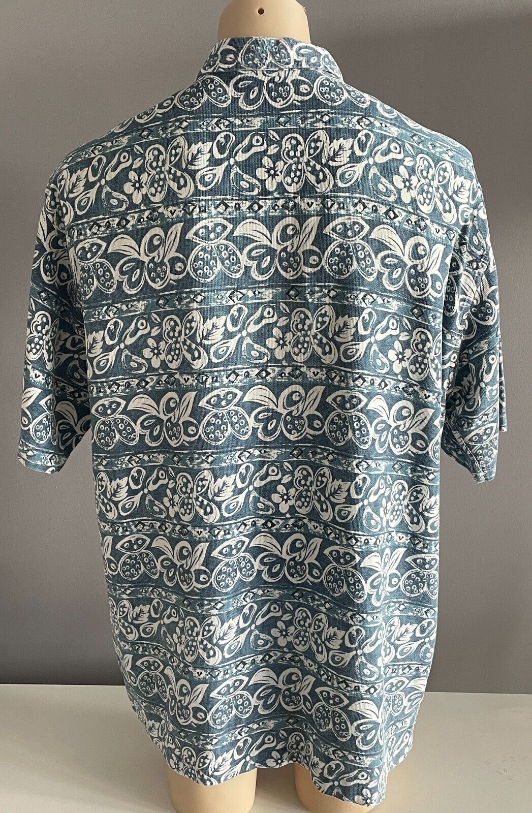 NATURAL LIFE STYLE I.O.U Shirt Tropical Sh/Sleeve Button Blue White Black Size L