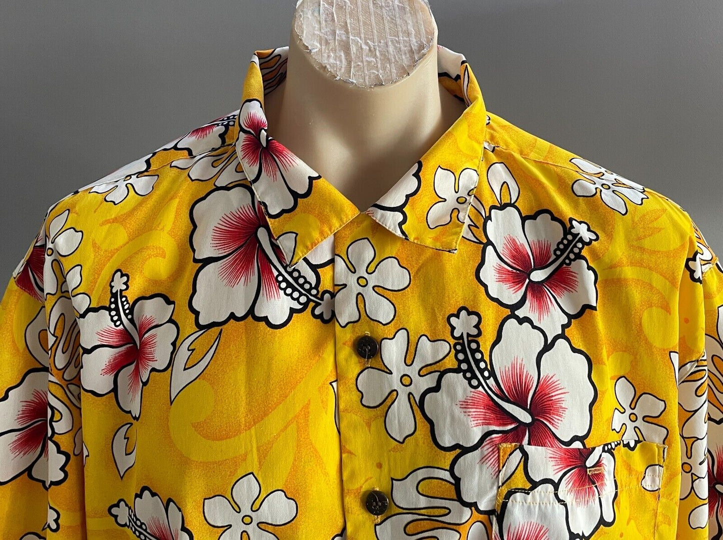 RIPTIDE Hawaiian Shirt Short Sleeve 115 cm Yellow Red White Black Rip Tide Sz 3X