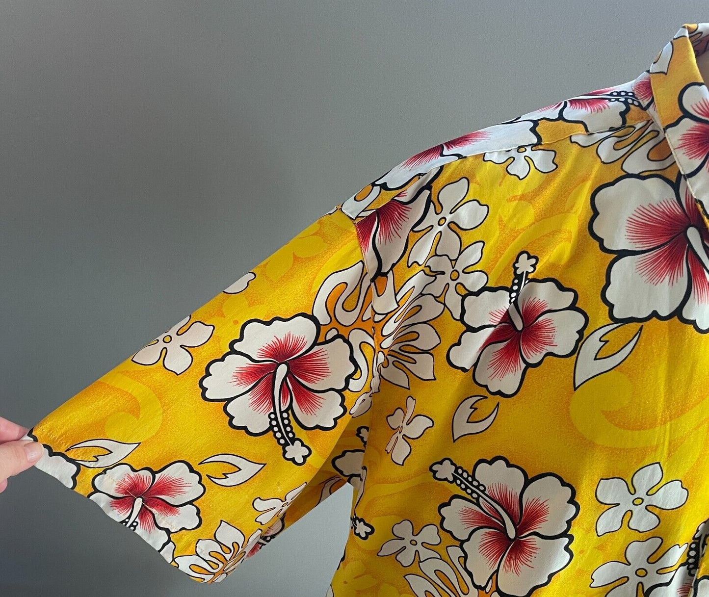 RIPTIDE Hawaiian Shirt Short Sleeve 115 cm Yellow Red White Black Rip Tide Sz 3X