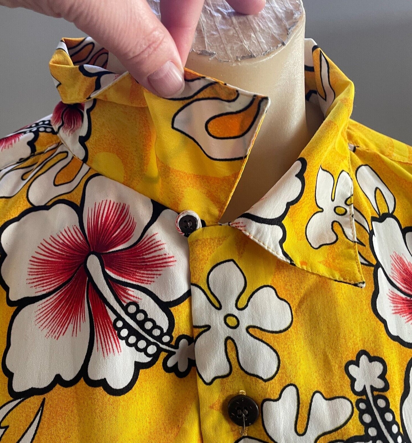 RIPTIDE Hawaiian Shirt Short Sleeve 115 cm Yellow Red White Black Rip Tide Sz 3X