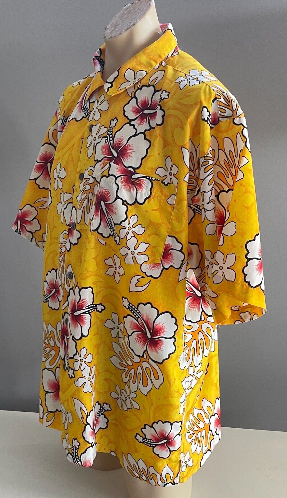 RIPTIDE Hawaiian Shirt Short Sleeve 115 cm Yellow Red White Black Rip Tide Sz 3X
