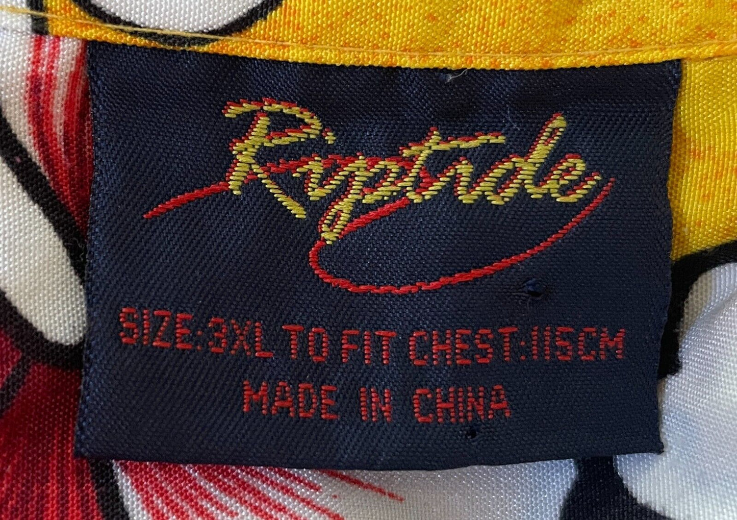 RIPTIDE Hawaiian Shirt Short Sleeve 115 cm Yellow Red White Black Rip Tide Sz 3X