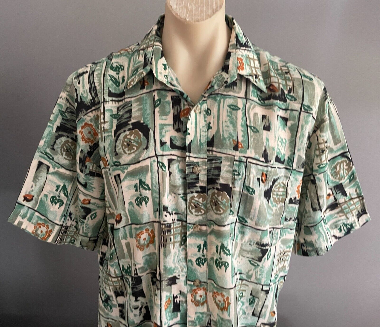 SHIRT SPIRIT Short Sleeve Button Up Shirt Sze XL Multicolour Print Cotton Retro