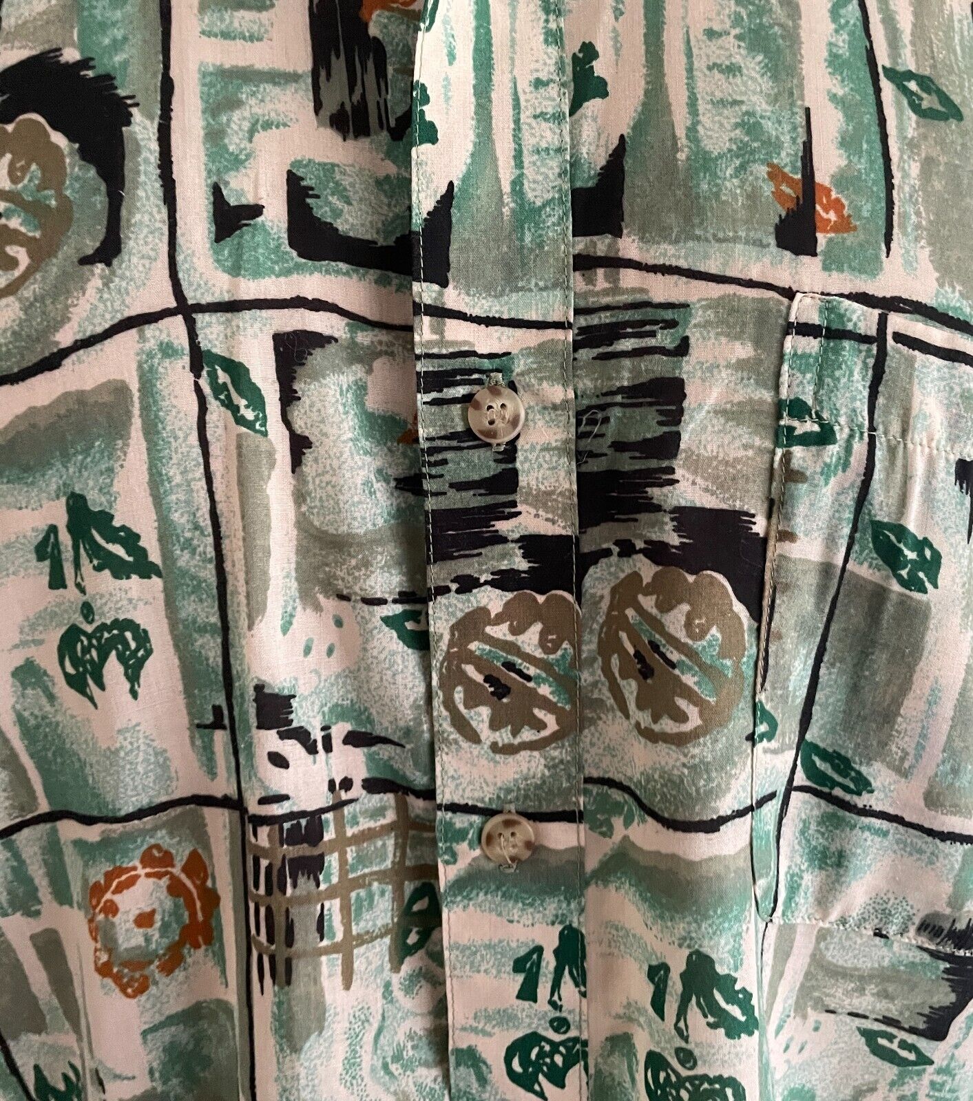 SHIRT SPIRIT Short Sleeve Button Up Shirt Sze XL Multicolour Print Cotton Retro