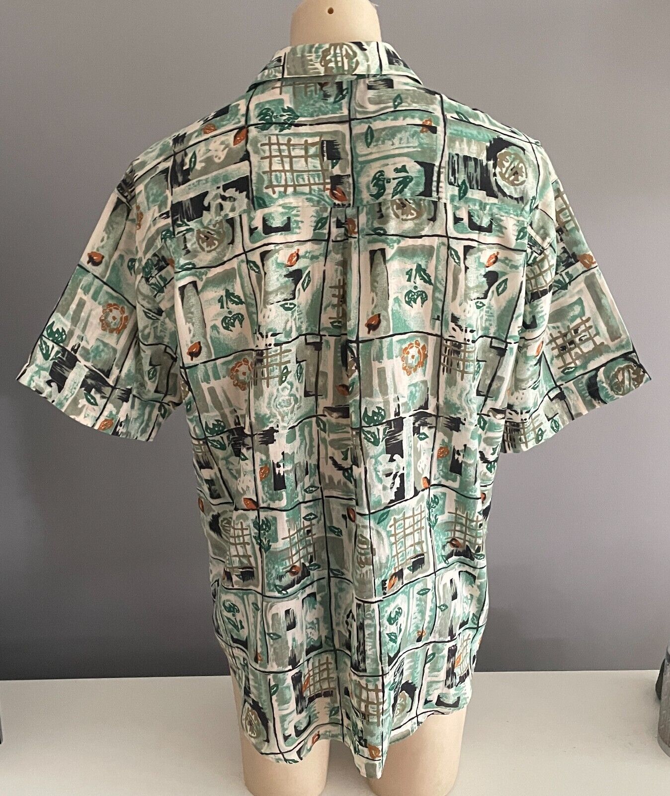 SHIRT SPIRIT Short Sleeve Button Up Shirt Sze XL Multicolour Print Cotton Retro