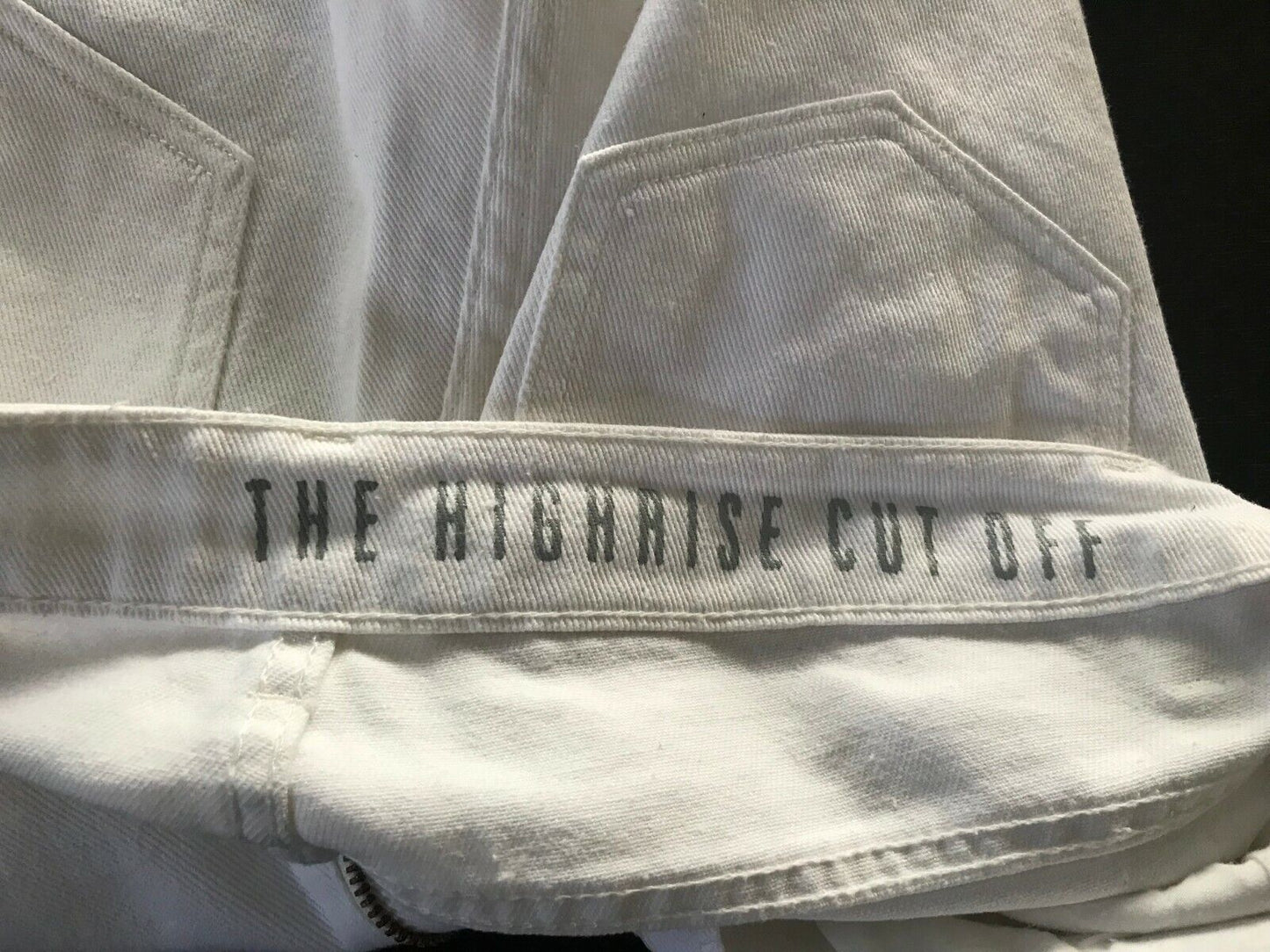 COTTON ON White Denim Jeans Shorts High Rise Cut Off Fray Hem  Sz10 Hi Waist