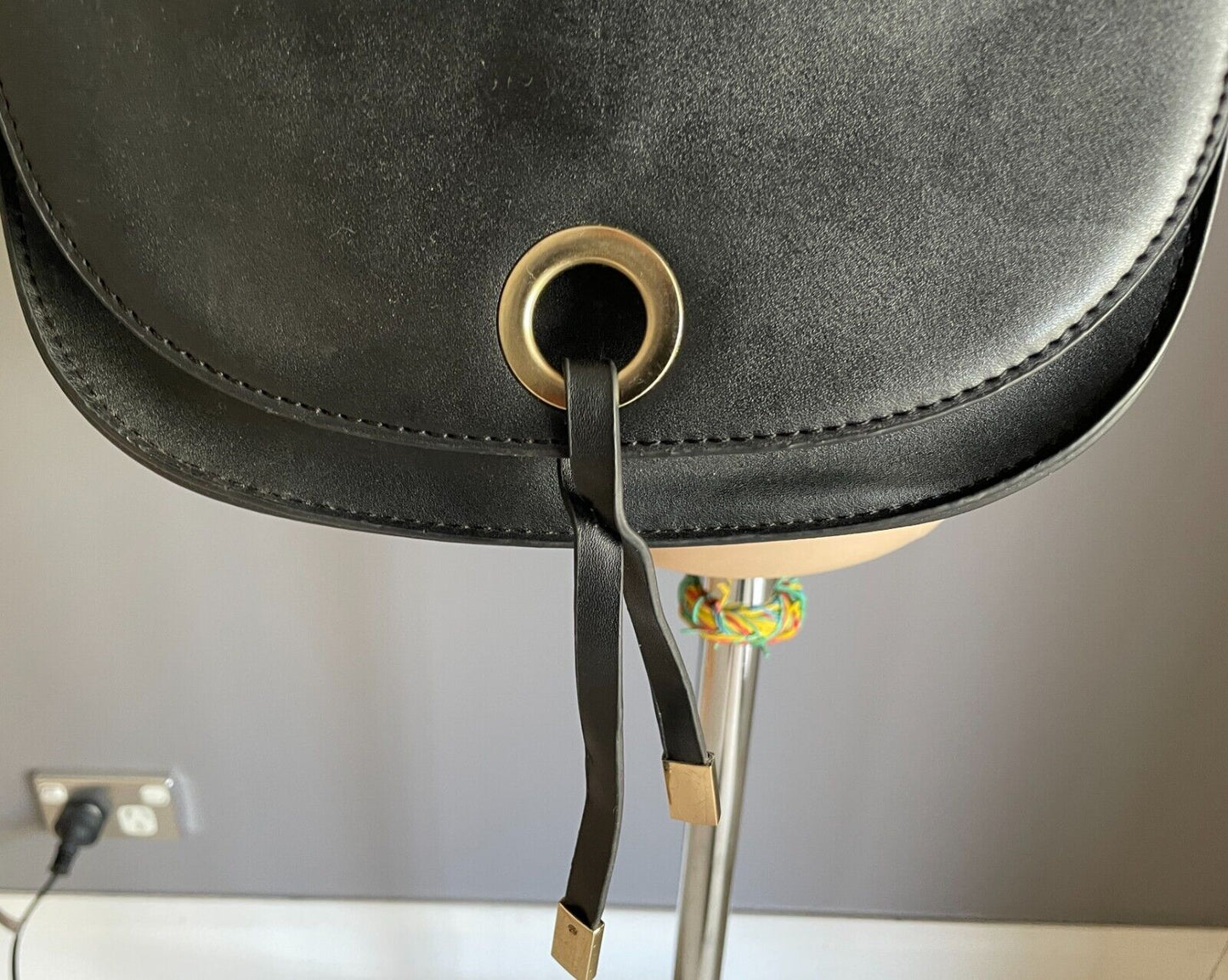 COTTON ON Black Pleather PU Saddle Crossbody w Contrasting Shoulder Bag Strap