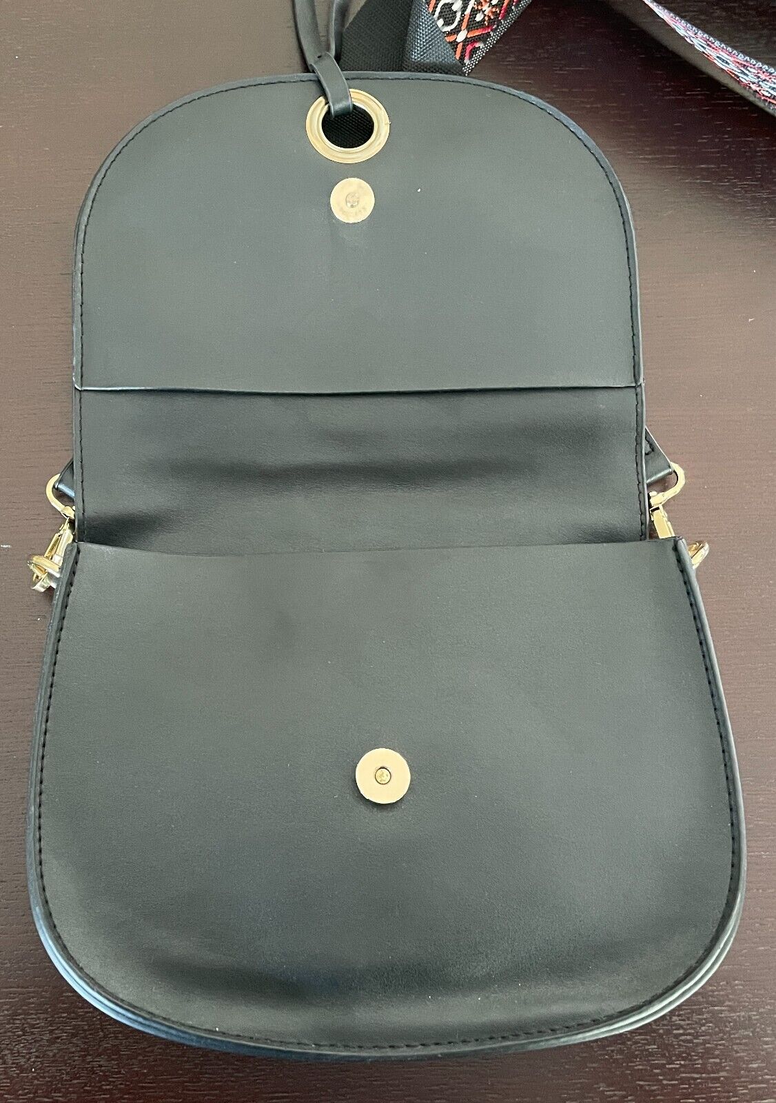 COTTON ON Black Pleather PU Saddle Crossbody w Contrasting Shoulder Bag Strap