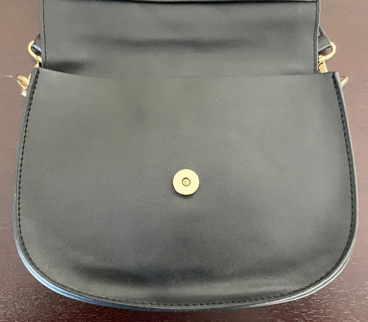 COTTON ON Black Pleather PU Saddle Crossbody w Contrasting Shoulder Bag Strap