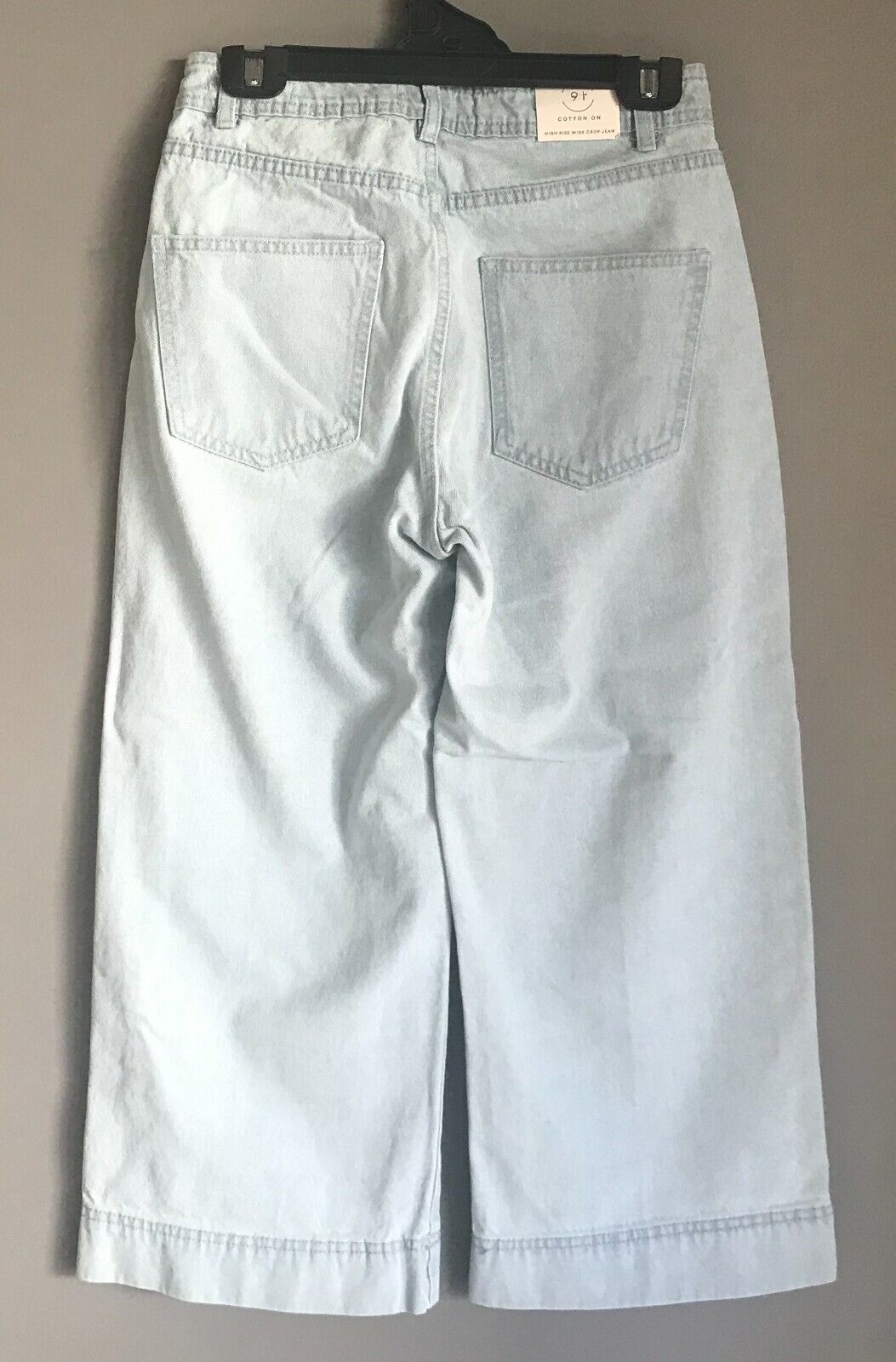 COTTON ON Wide Leg Crop Jeans Faded Blue Denim High Rise Pants Ladies Size 8