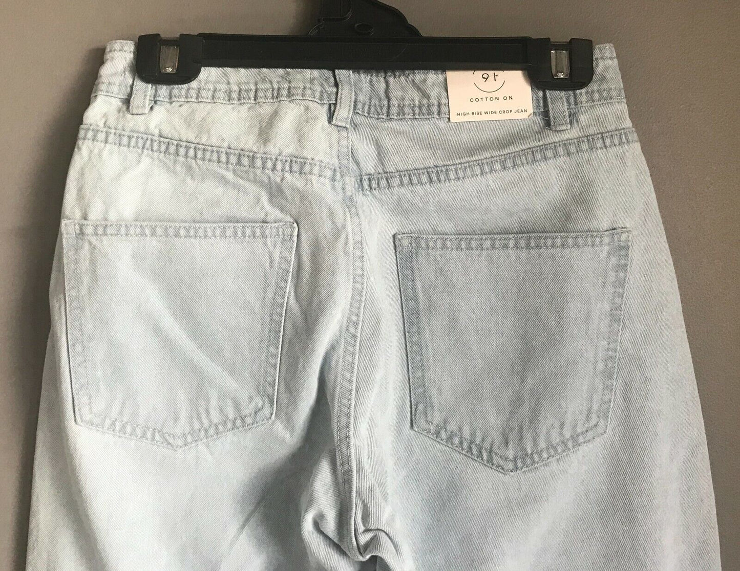 COTTON ON Wide Leg Crop Jeans Faded Blue Denim High Rise Pants Ladies Size 8