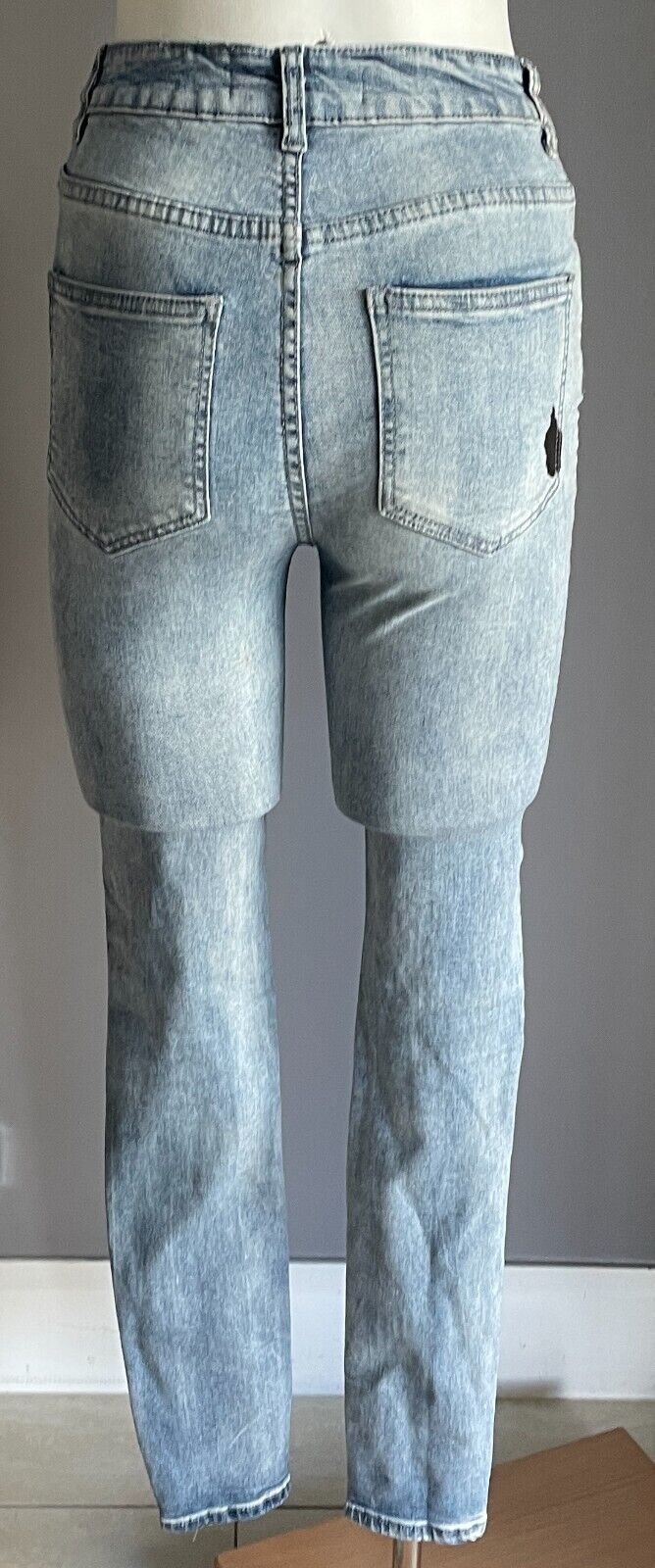 COTTON ON Denim Jeans Stretch Faded Blue High Rise Ripped Knee Skinny Size 8