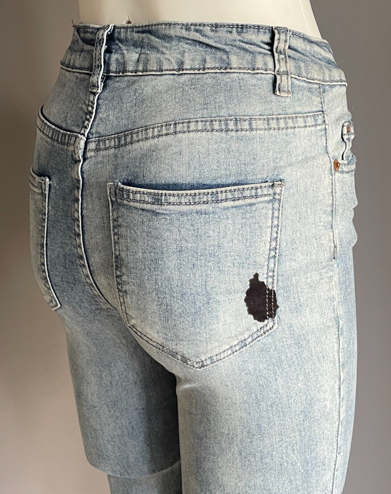 COTTON ON Denim Jeans Stretch Faded Blue High Rise Ripped Knee Skinny Size 8