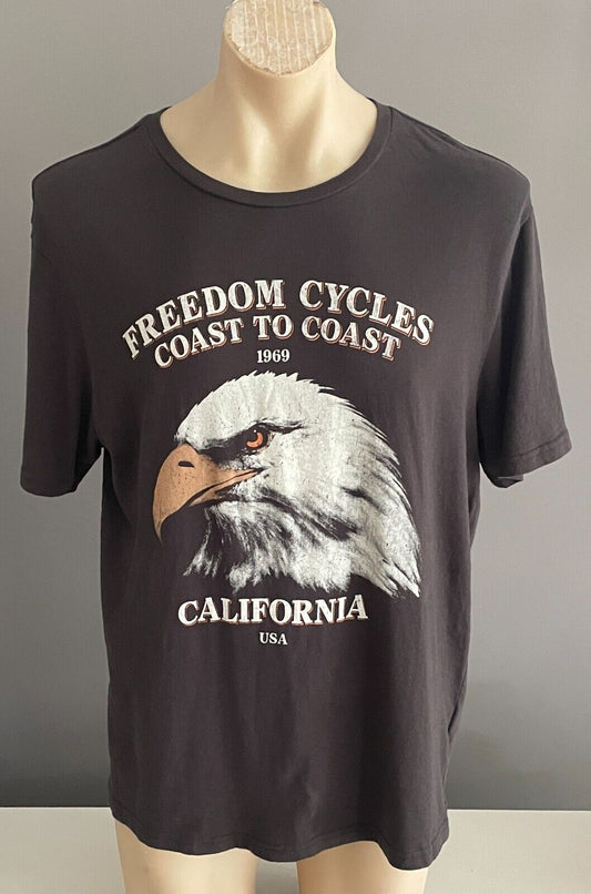 T-BAR x COTTON ON Grey Short Sleeve T-Shirt Size 2XL Freedom Cycles Eagle NEW
