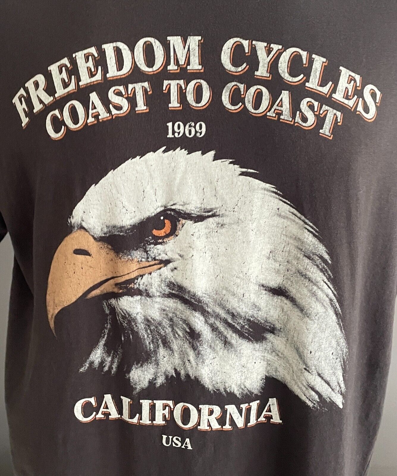 T-BAR x COTTON ON Grey Short Sleeve T-Shirt Size 2XL Freedom Cycles Eagle NEW