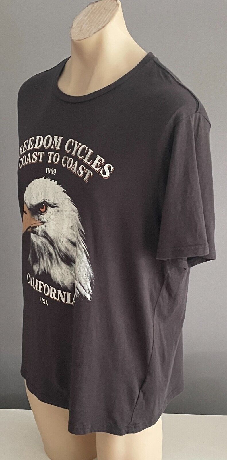 T-BAR x COTTON ON Grey Short Sleeve T-Shirt Size 2XL Freedom Cycles Eagle NEW