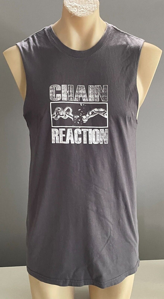 COTTON ON Muscle Tee Grey & White Print Sleeveless T-Bar Tee Size Mens XS