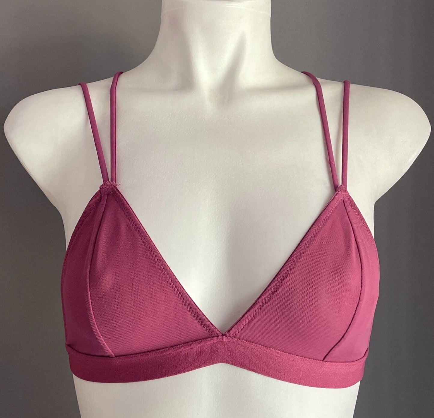 COTTON ON BODY Bralette Pink Mesh Double Strap Cross Back Wire Free Size S 8