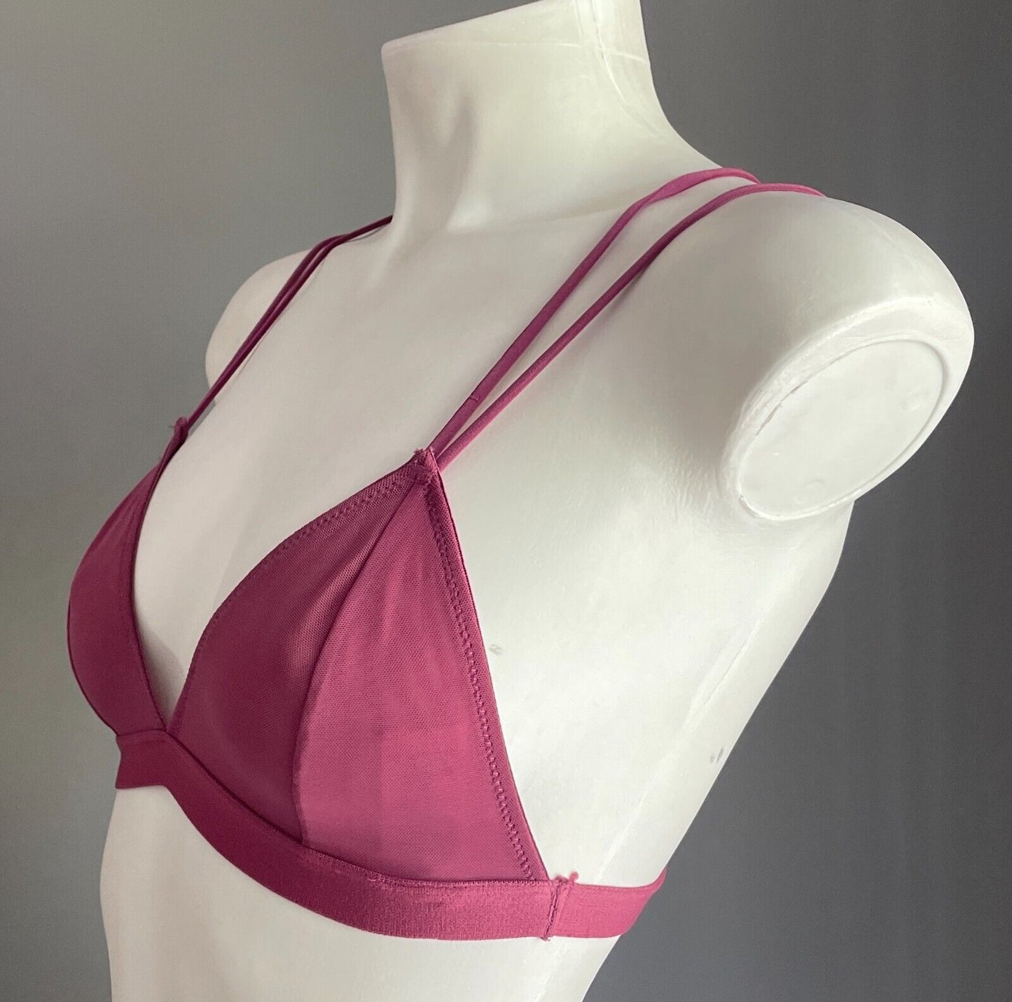 COTTON ON BODY Bralette Pink Mesh Double Strap Cross Back Wire Free Size S 8