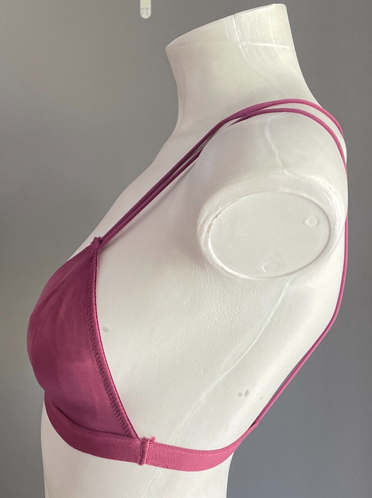 COTTON ON BODY Bralette Pink Mesh Double Strap Cross Back Wire Free Size S 8