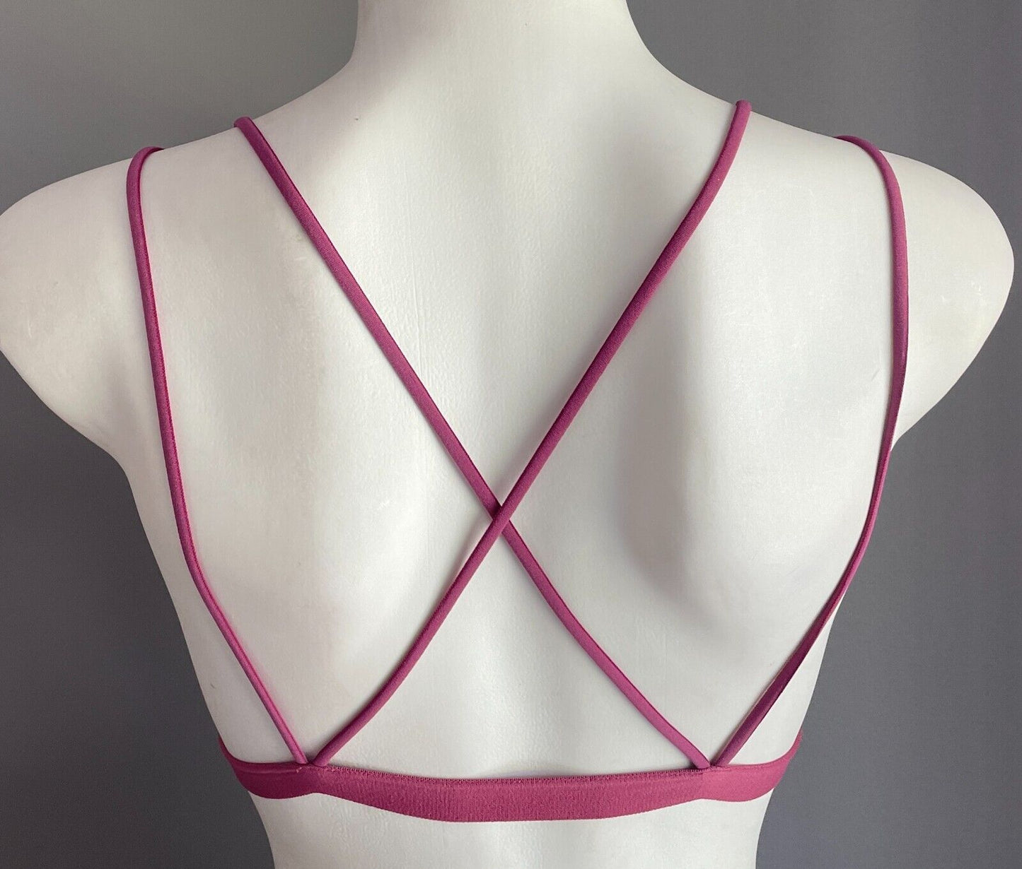 COTTON ON BODY Bralette Pink Mesh Double Strap Cross Back Wire Free Size S 8