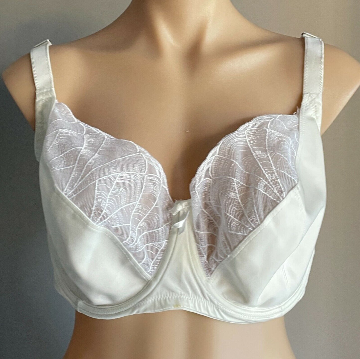 TARGET Bra 22DD Off White Underwire Bra w Embroidered Mesh Net Trim Size 22 DD
