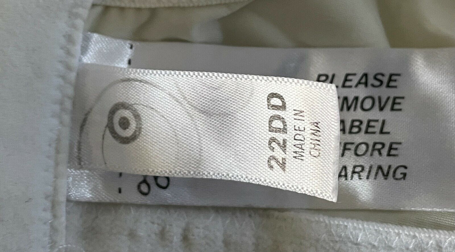 TARGET Bra 22DD Off White Underwire Bra w Embroidered Mesh Net Trim Size 22 DD