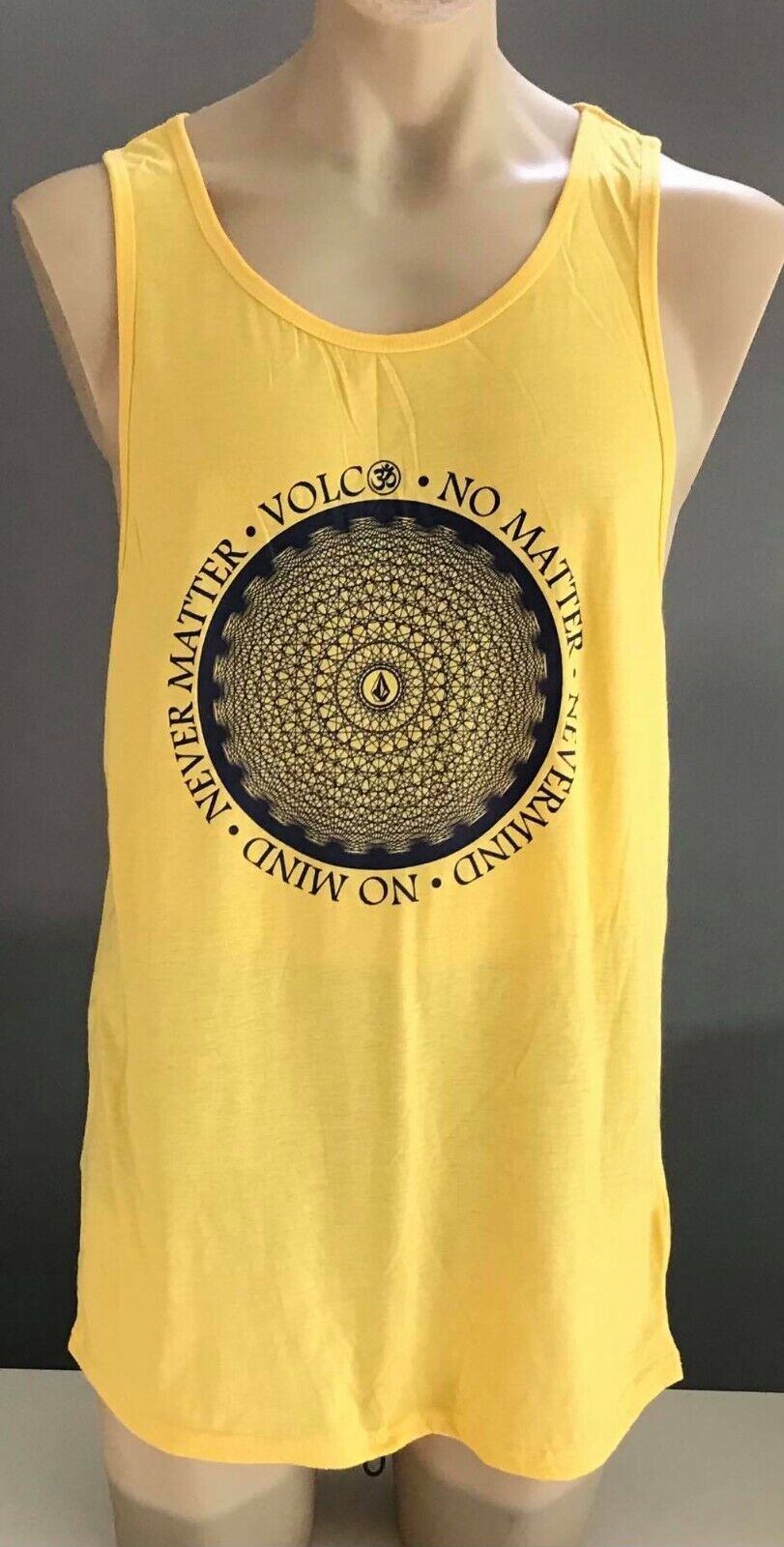 Mens VOLCOM T Shirt "No Matter What" Graphic Yellow Sleeveless Surf Tee XXL NEW