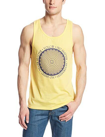 Mens VOLCOM T Shirt "No Matter What" Graphic Yellow Sleeveless Surf Tee XXL NEW