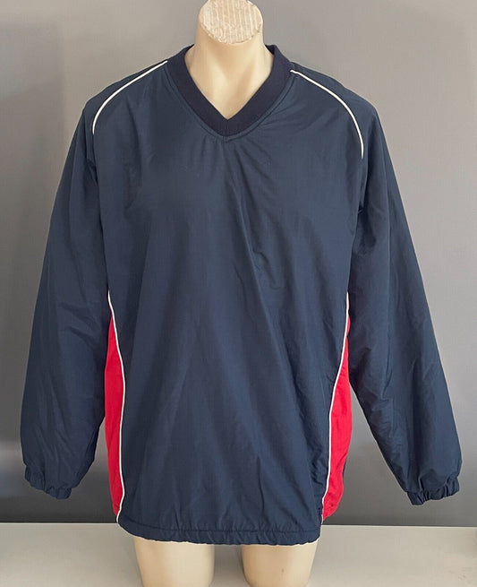 Long Sleeve Top Navy Nylon Polar Fleece Lined White Red Trim Size L 136cm Chest