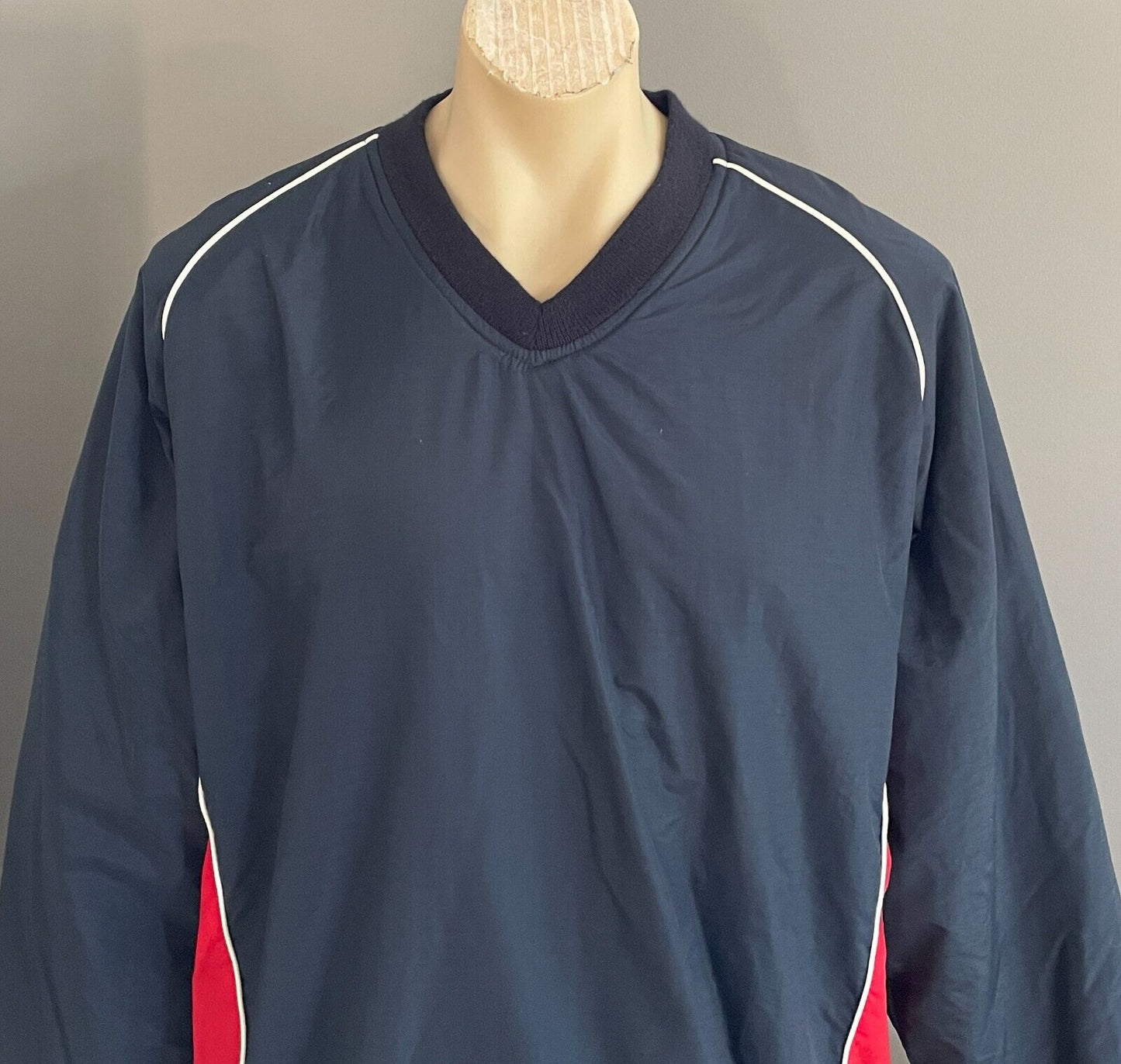 Long Sleeve Top Navy Nylon Polar Fleece Lined White Red Trim Size L 136cm Chest