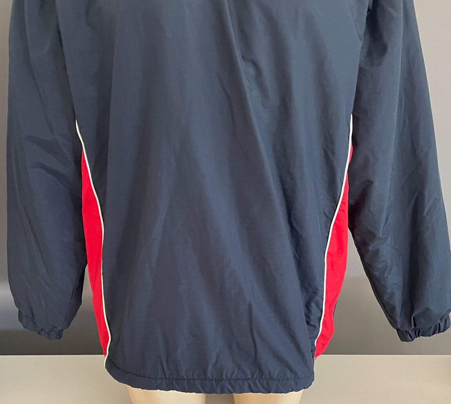 Long Sleeve Top Navy Nylon Polar Fleece Lined White Red Trim Size L 136cm Chest