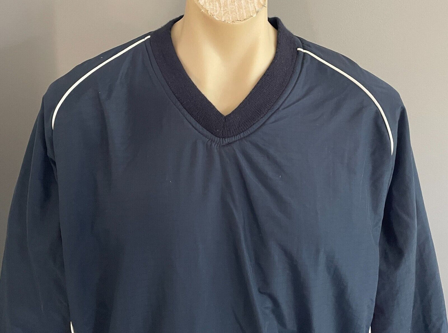 Long Sleeve Top Navy Nylon Polar Fleece Lined White Red Trim Size L 136cm Chest