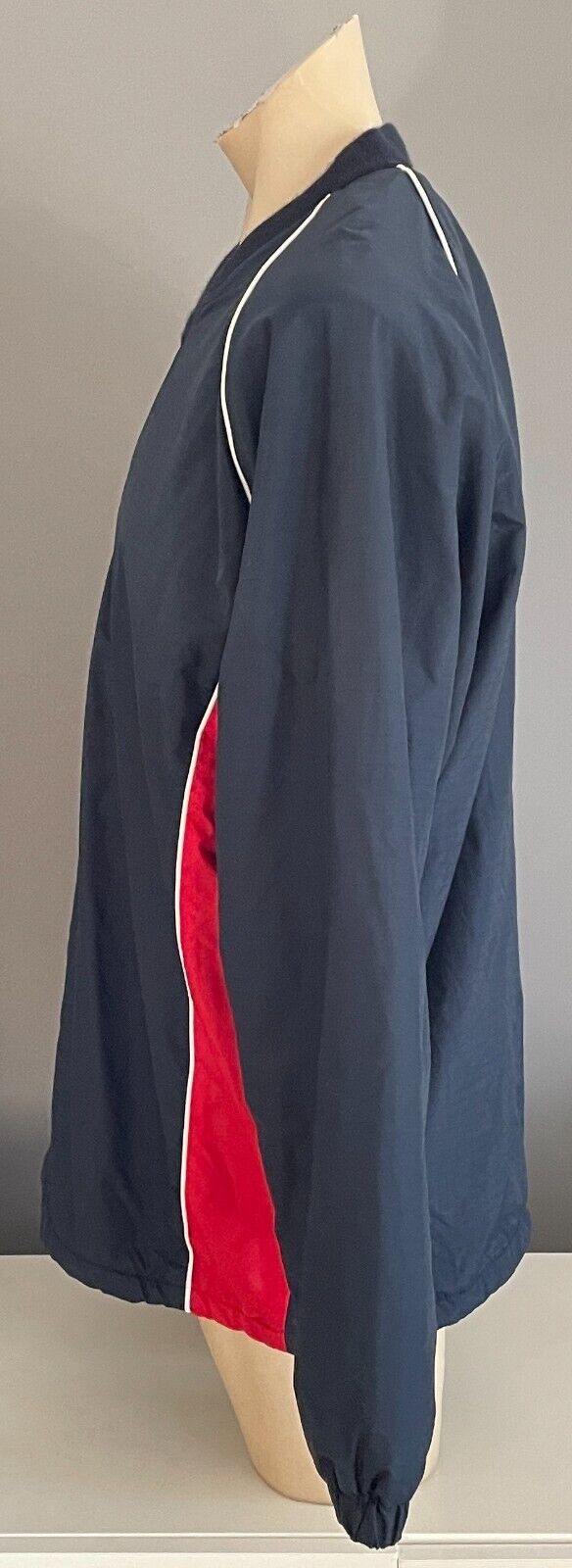 Long Sleeve Top Navy Nylon Polar Fleece Lined White Red Trim Size L 136cm Chest