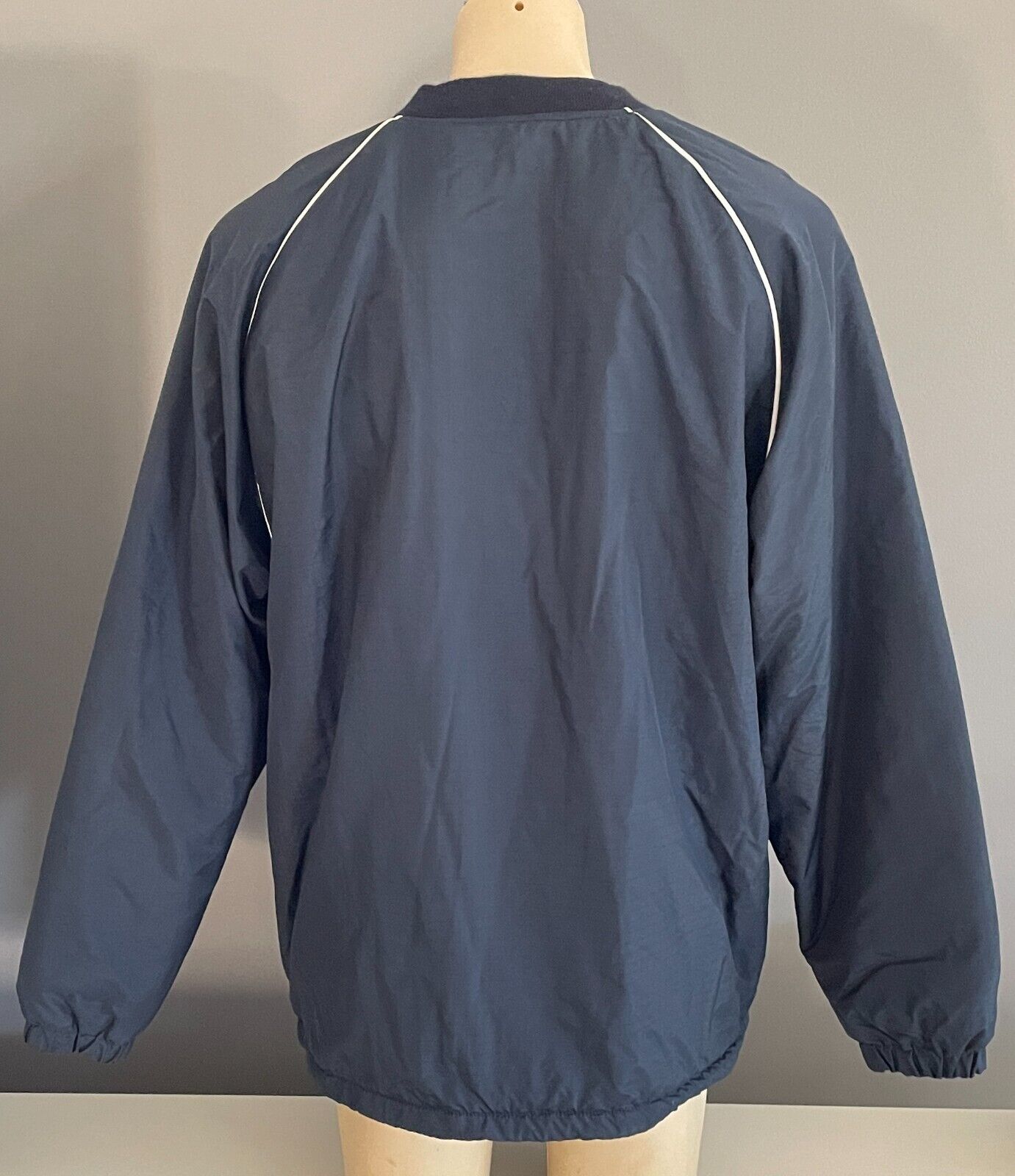 Long Sleeve Top Navy Nylon Polar Fleece Lined White Red Trim Size L 136cm Chest